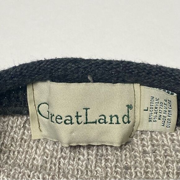 Vintage Greatland Cotton Blend Fair Isle Knit Grandpa Sweater Men's Size Large - Picture 10 of 10